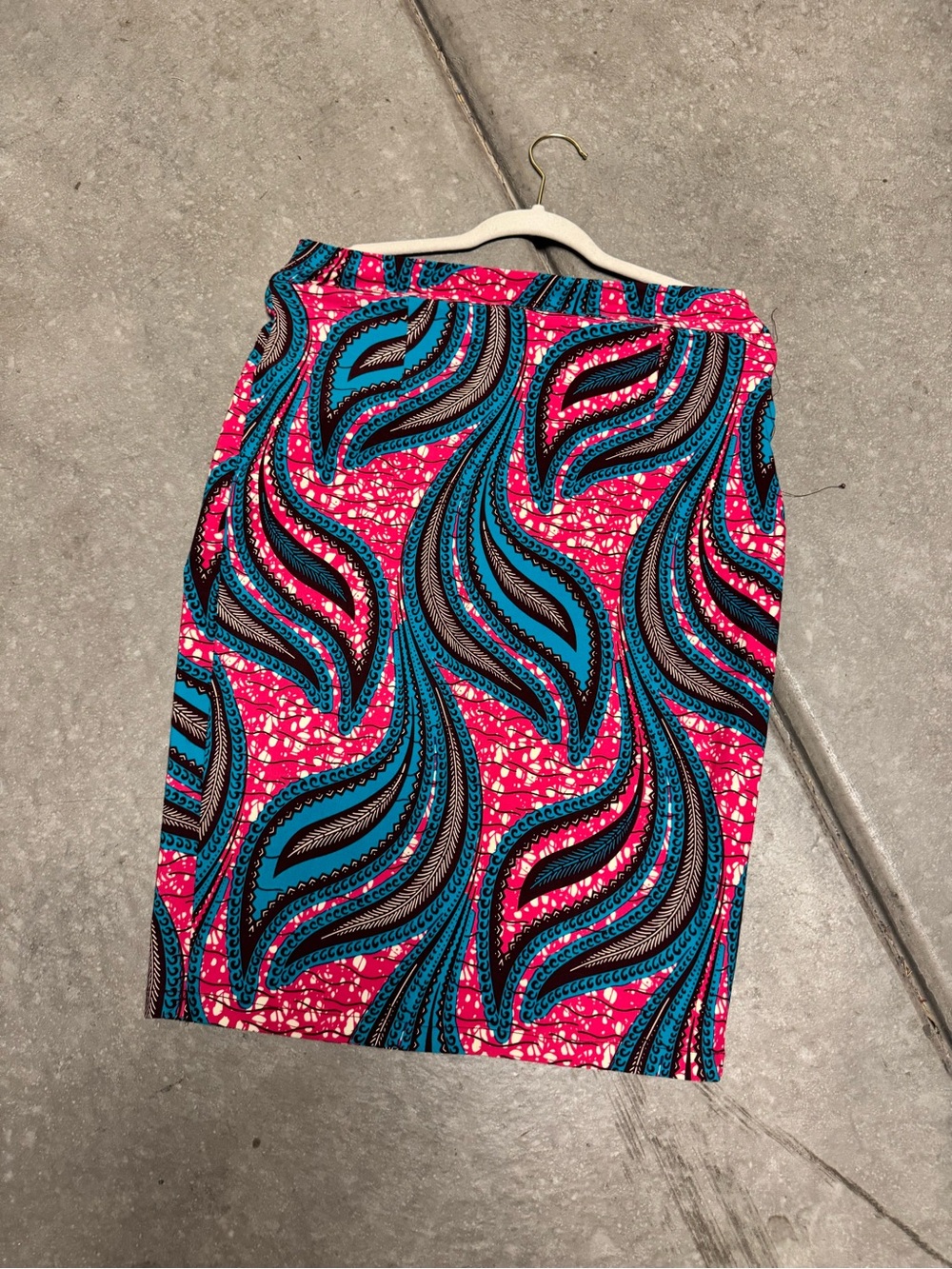 Vibrant Pink & Blue Printed Pencil Skirt